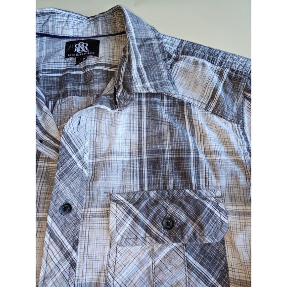 Rock & Republic LS black and white plaid shirt. Size Medium - Picture 4 of 6
